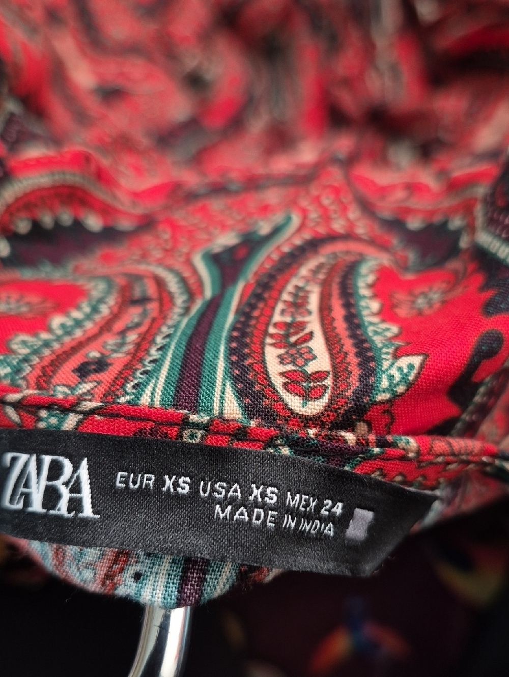 Zara Red Paisley Mini Dress with Black Accents - Picture 2 of 11